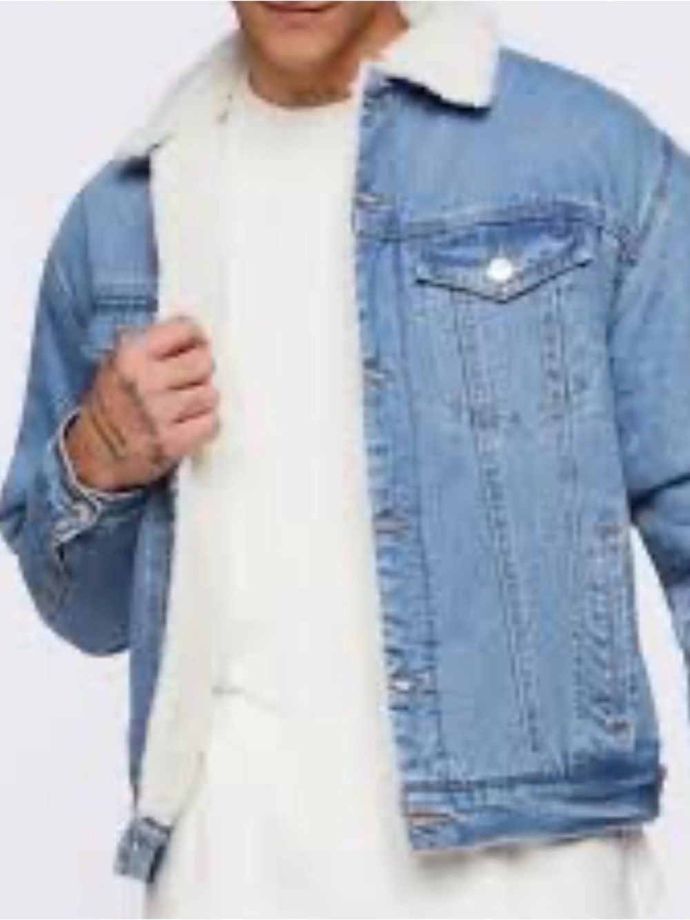 Sunrise Kingdom Classic Blue Sherpa-Lined Denim Jacket Sz L NWOT